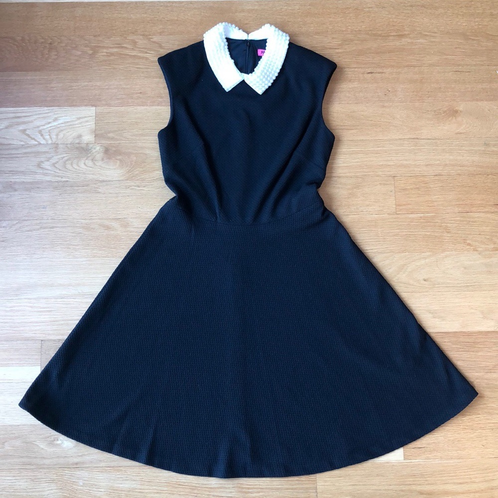 Betsey Johnson Fit & Flare Pearl Collar Dress